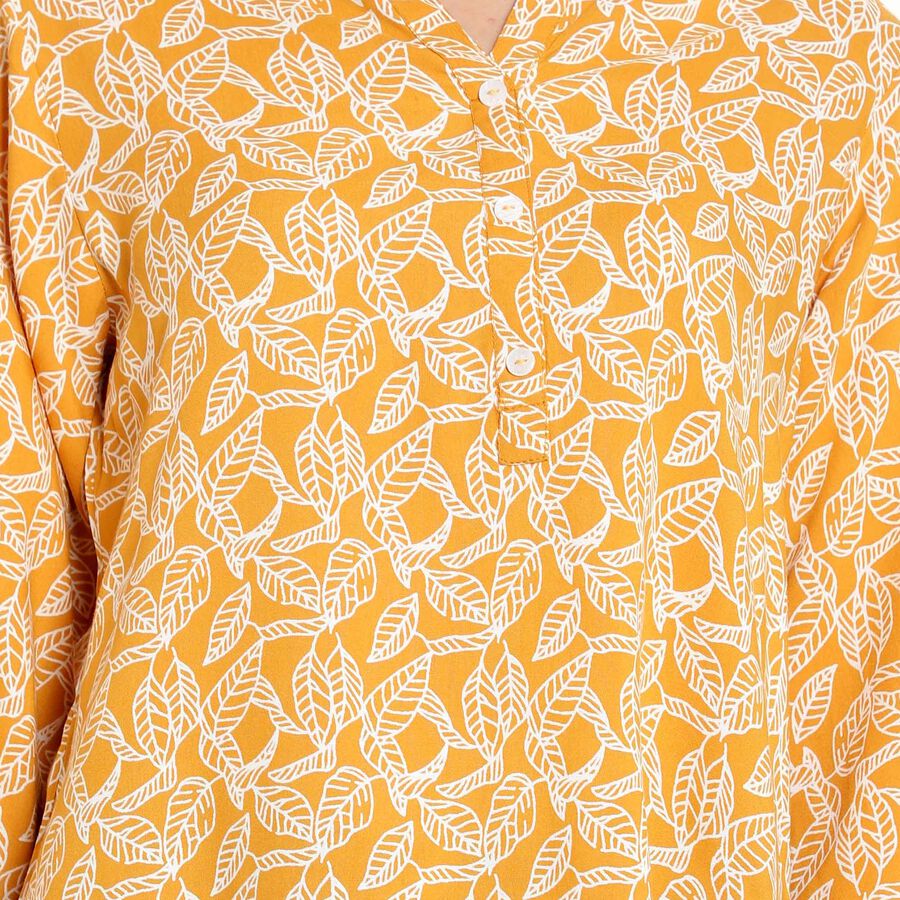 Printed 3/4Th Sleeves Straight Kurta, Mustard, large image number null