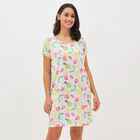 Women's Bright White Round Neck Casual Nighty, White, small image number null