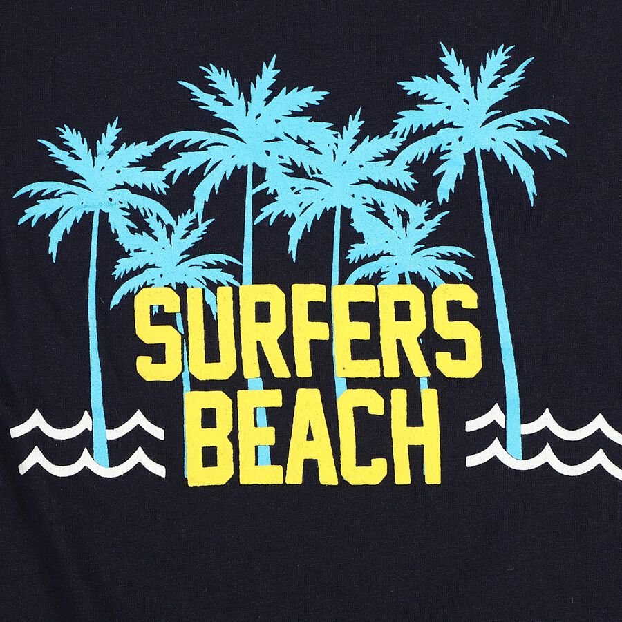 Boys Navy Blue Round Neck Casual Boys T-Shirt, नेवी ब्लू, large