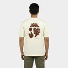 Men's Beige Cotton Round Neck Casual T-Shirt, गहरा पीला, small