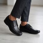 Men's Black Lace-Up Derby Formal Shoes, काला, small