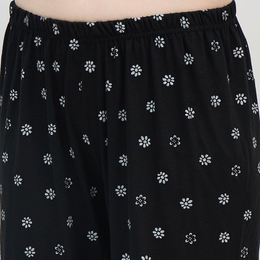 Women's Muted Charcoal Black Solid Elastic Waist Pyjama, काला, large image number null