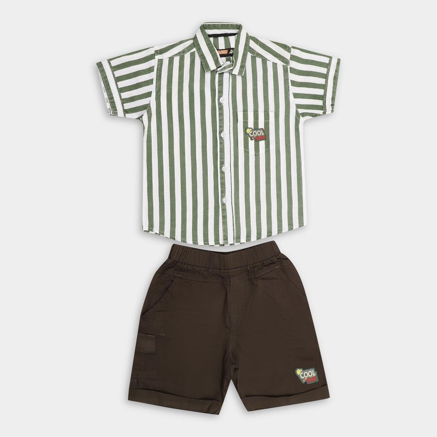 Boys' 100% Cotton Woven Baba Suit, Dark Green, large image number null