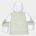 Girls Light Sage Green and White Hooded Casual Jacket, हल्का हरा, small image number null