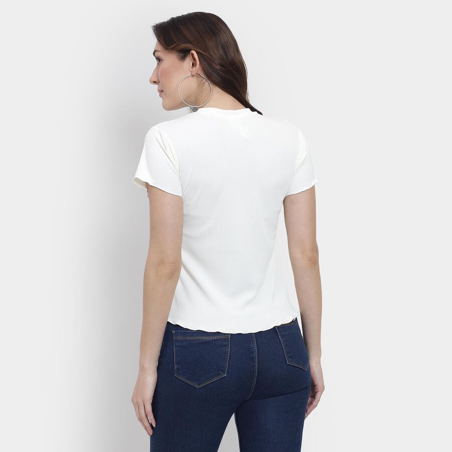 Ladies' Round Neck T-Shirt, Off White, large