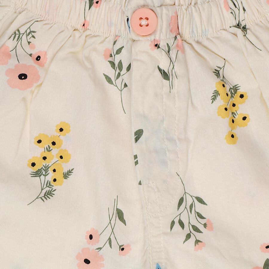 Infants Off White Regular Fit Cotton Printed Half Pant, ऑफ व्हाइट, large