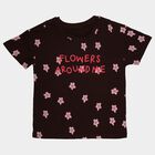 Girls Brown Cotton Casual T-Shirt, भूरा, small