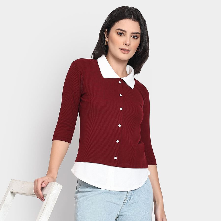 Ladies' Shirt, Wine, large image number null