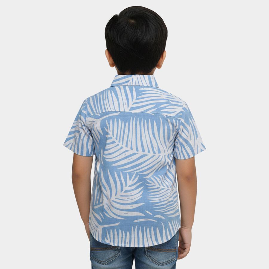 Boys' White Cotton Half Sleeve Classic Collar Casual Shirt, White, large