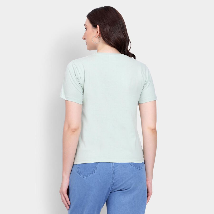 Ladies' 100% Cotton Round Neck T-Shirt , Light Green, large image number null