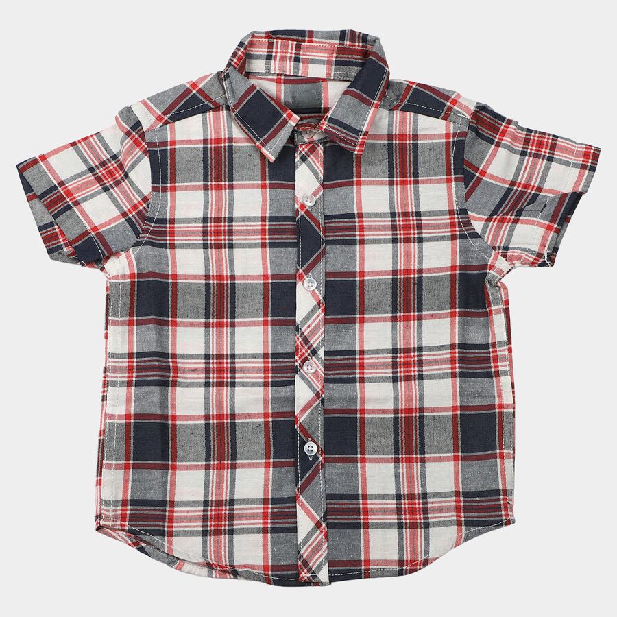 Boys Red Checked Casual Shirt, लाल, large