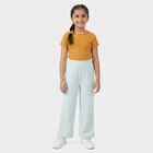 Girls' Light Blue Relaxed Fit Ribbed Palazzo Pyjama, Light Blue, small