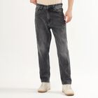Men's Washed Black Straight Fit Jeans, हल्का ग्रे, small image number null