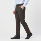 Men's Black Slim Fit Checked Formal Trousers, Black, small