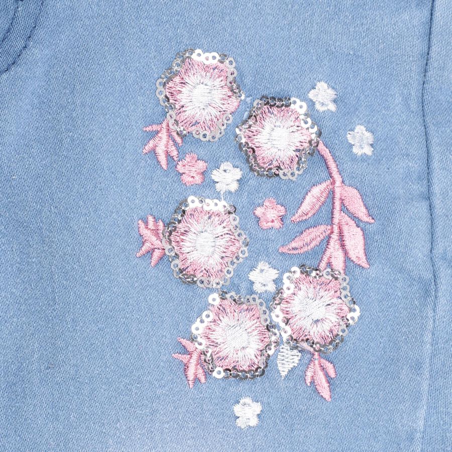 Girls' Light Blue Regular Fit Embroidered Jeans, Light Blue, large image number null