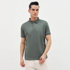 Men's Muted Sage Green Cotton Polo Collar Classic T-Shirt, Light Green, small