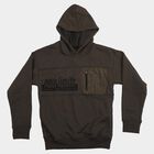 Boys' Charcoal Hoodie Neck Graphic Print Sweatshirt, Charcoal, small
