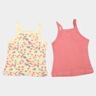 Girls' Peach Cotton Square Neck Vest, Peach, small