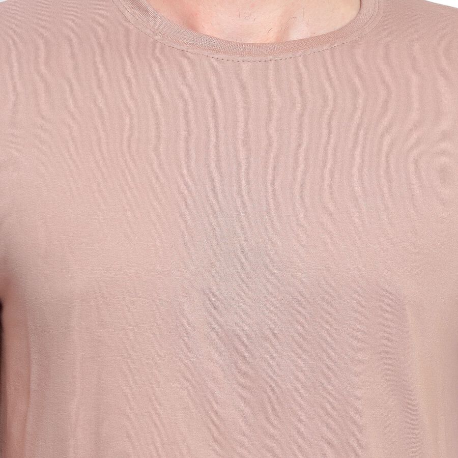 Men's Round Neck Half Sleeves T-Shirt, Beige, large image number null