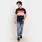 Stripes Round Neck T-Shirt, Navy Blue, small image number null