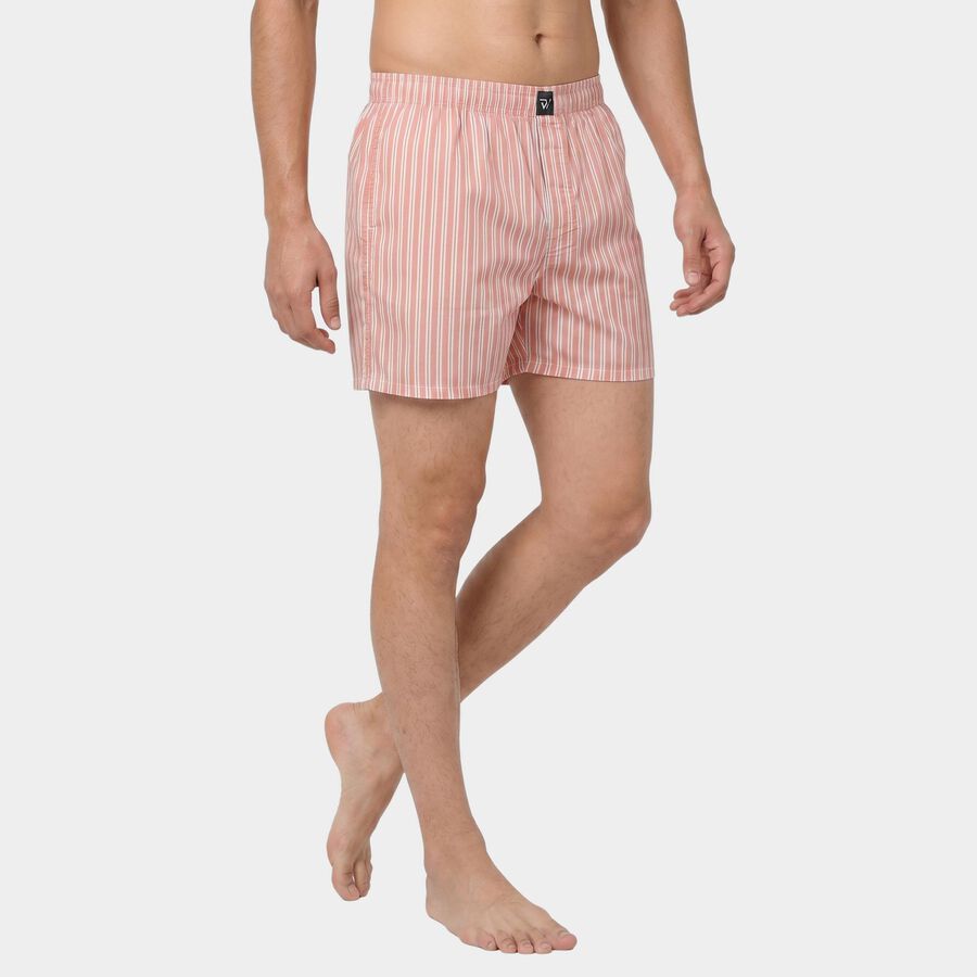 Men's Pink Relaxed Fit Striped Boxer Shorts, हल्का गुलाबी, large