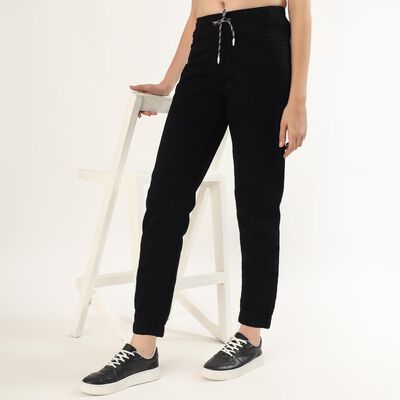 Women's Jet Black Slim Fit High Waist Jeans