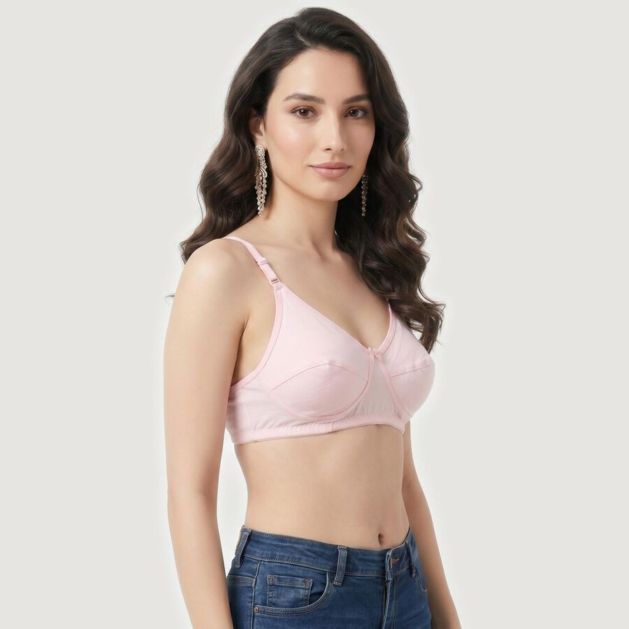 Women's Pink V Neck Bralette Bra, Light Pink, large