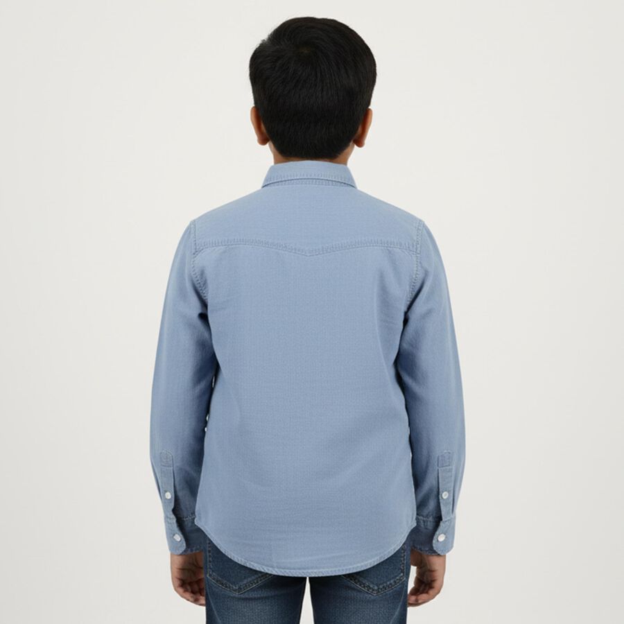 Boys' Light Blue Classic Collar Casual Shirt, हल्का नीला, large image number null