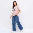 Women's Soft Pink Round Neck Casual T-Shirt, Lilac, small image number null