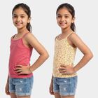 Girls' Yellow Cotton Scoop Neck Waistcoat Vest, पीला, small