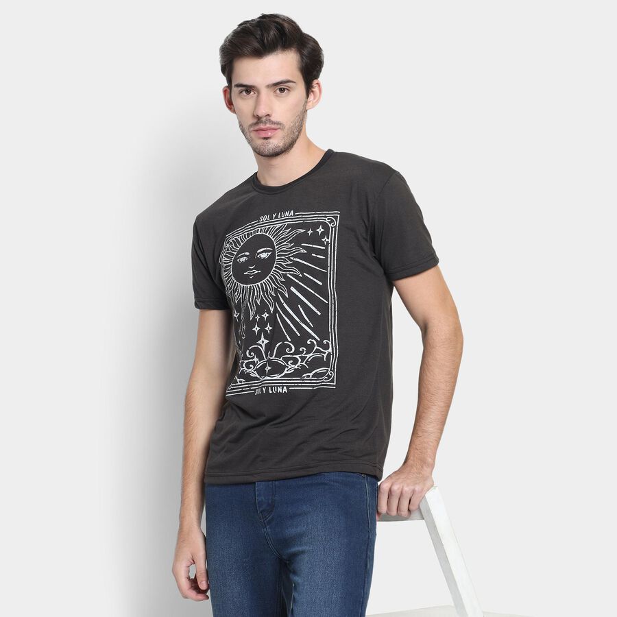 Men's Round Neck Half Sleeves T-Shirt , Dark Grey, large image number null