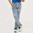 Boys' Light Blue Slim Fit Printed Jogger Jeans, हल्का नीला, small image number null