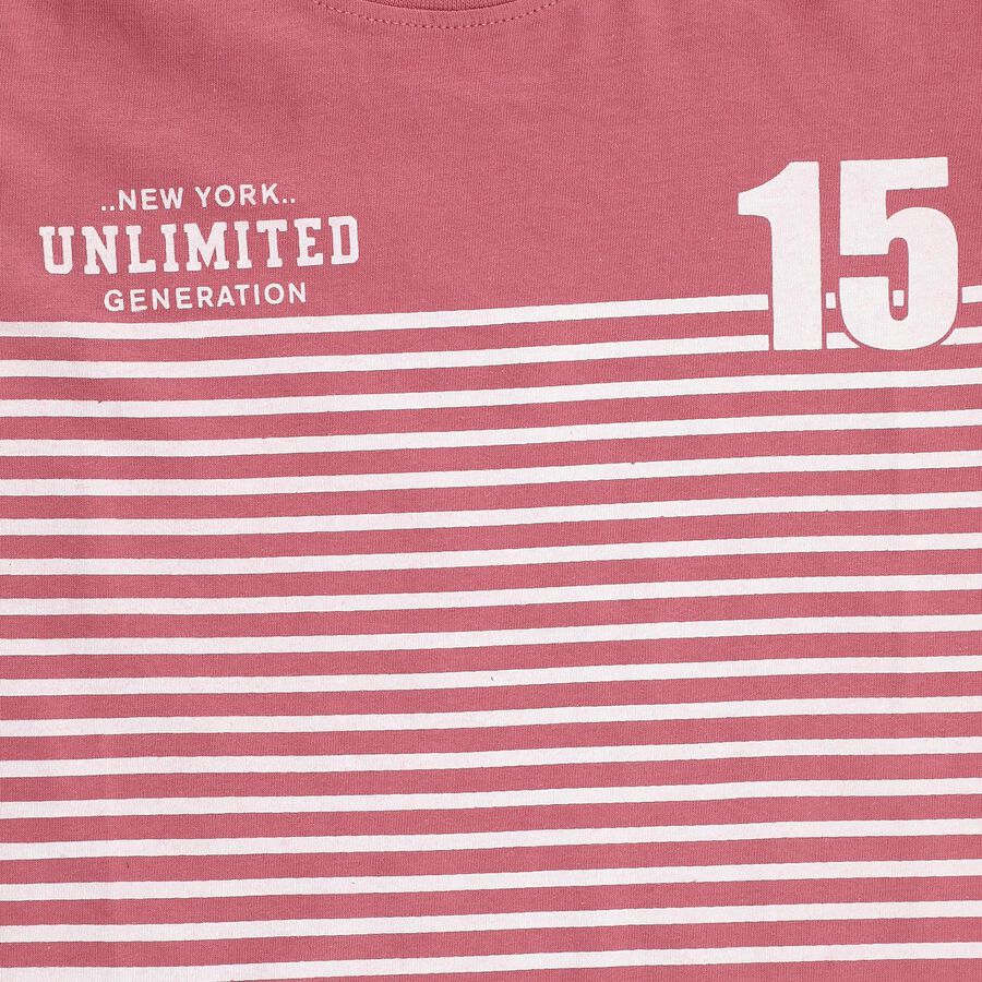 Boys' 100% Cotton Half Sleeves T-Shirt, Pink, large image number null