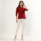 Women's Maroon Round Neck Printed Kurti, मरून, small