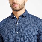 Cotton Printed Casual Shirt, Navy Blue, small image number null