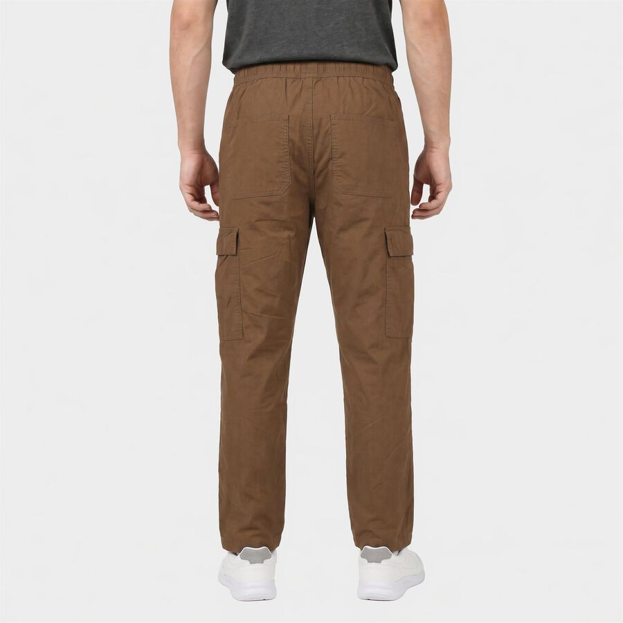 Men's Brown Cargo Trousers, भूरा, large