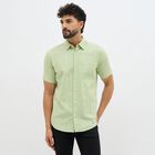 Men's Light Sage Green Cotton Half Sleeve Classic Casual Shirt, Light Green, small image number null