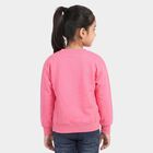 Girls' Pink Round Neck Pullover Sweatshirt, Pink, small