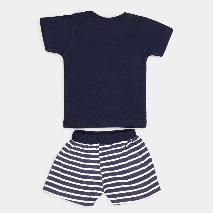 Infants Cotton Round Neck Baba Suit, Navy Blue, large image number null