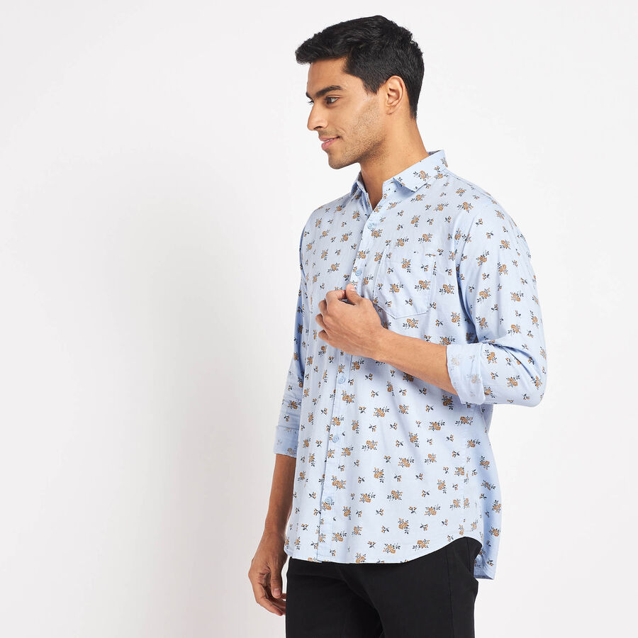 Cotton Printed Casual Shirt, Light Blue, large image number null