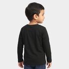 Boys' Black Round Neck Regular T-Shirt, काला, small