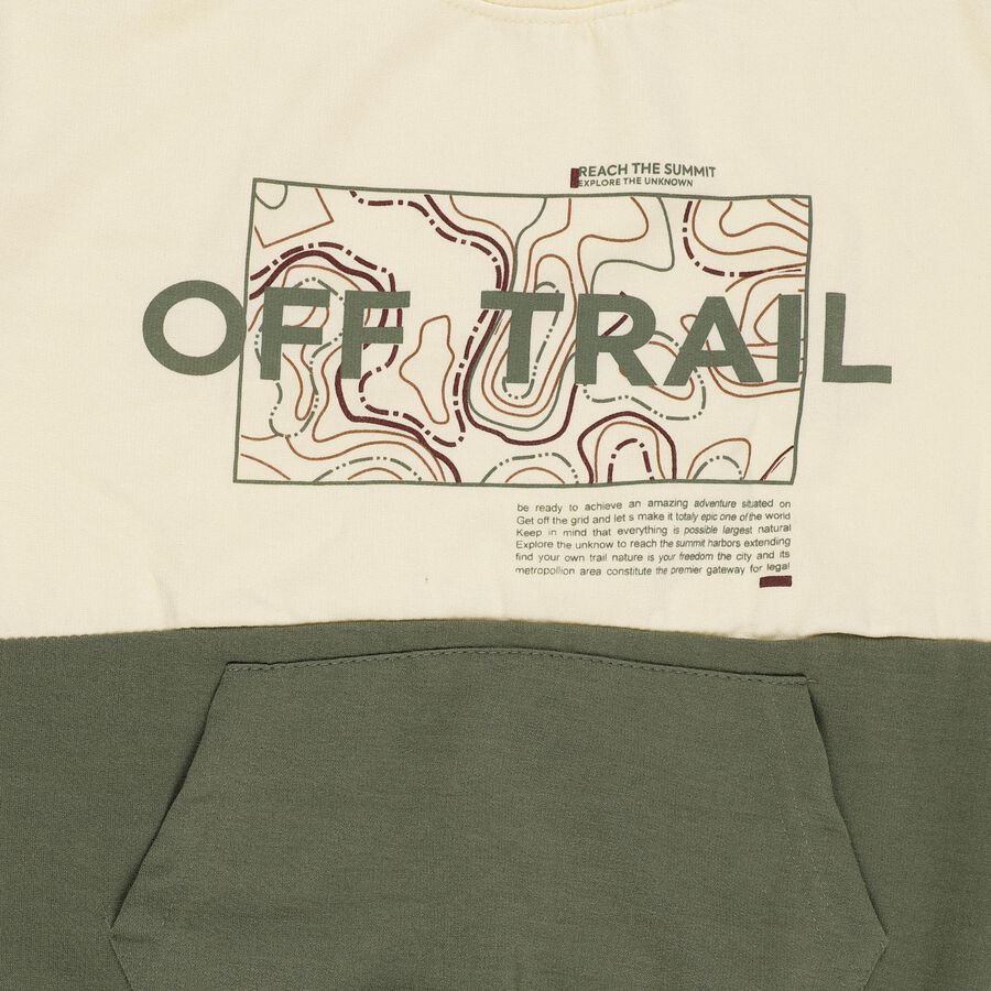 Boys Olive Green and Cream Crew Neck Casual Sweatshirt, ओलिव, large image number null