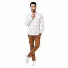 Men's White Cotton Long Sleeve Button-Down Regular Fit Casual Shirt, सफ़ेद, small
