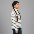 Girls Black and White Turtleneck Striped Pullover, Black, small image number null