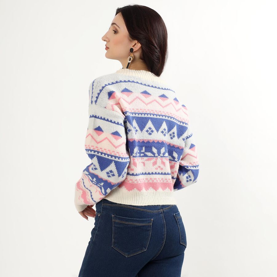 Women's Off-White V-Neck Casual Cardigan, Off White, large