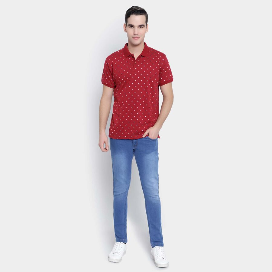 प्रिंटेड पोलो शर्ट, मरून, large image number null