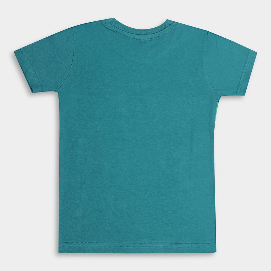 Boys' 100% Cotton Half Sleeves T-Shirt, गहरा हरा, large image number null