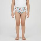 Boys White Regular Fit Printed Briefs, Off White, small