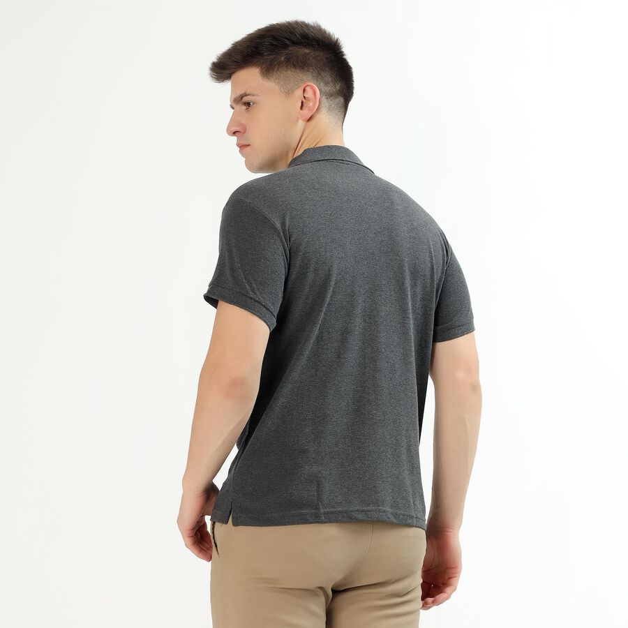 Men's Dark Charcoal Polo Neck Classic T-Shirt, Charcoal, large