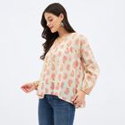 Women's Muted Eggshell White V-Neck Floral Printed Kurti, Off White, small image number null